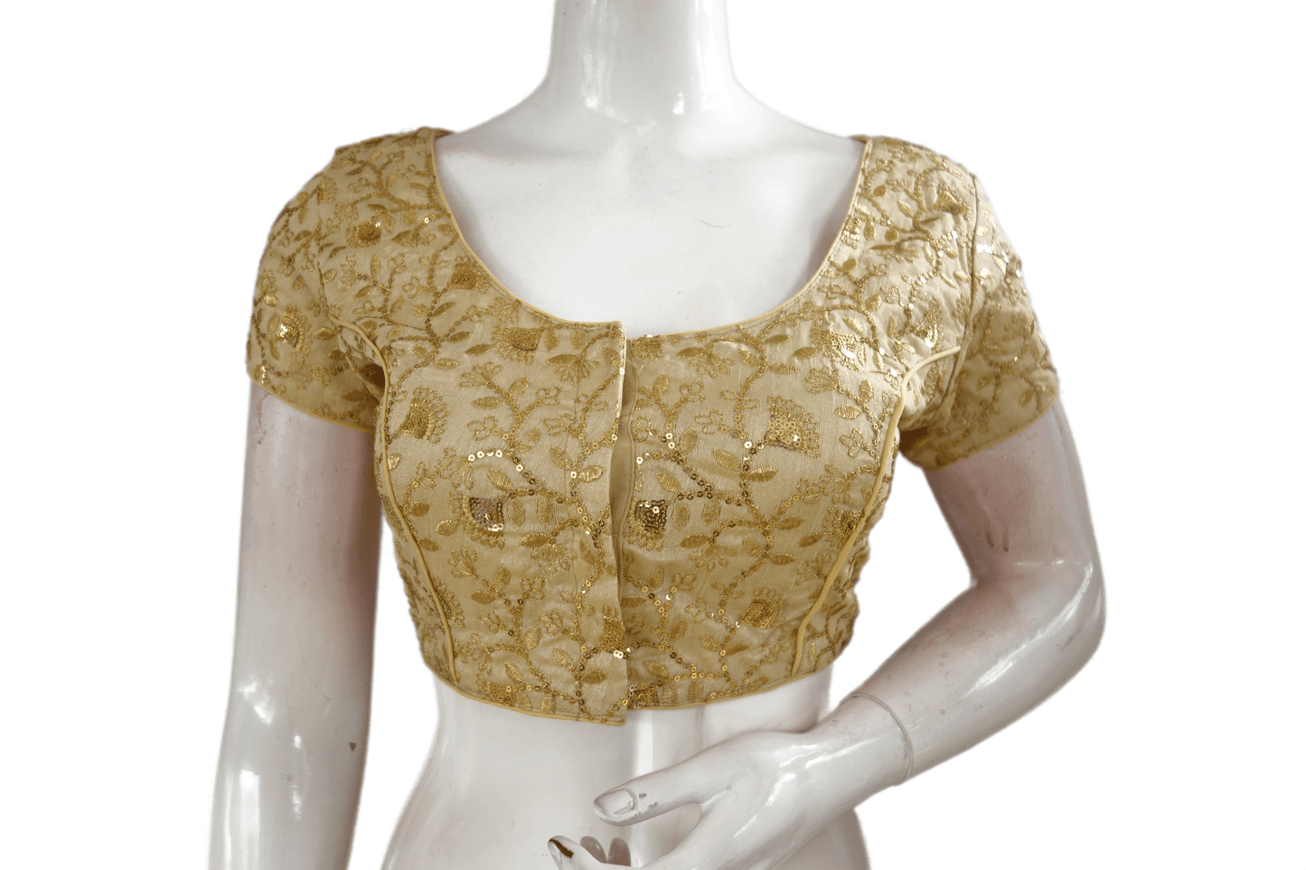 Gold Color Embroidery Party Wear Readymade Blouse - D3blouses