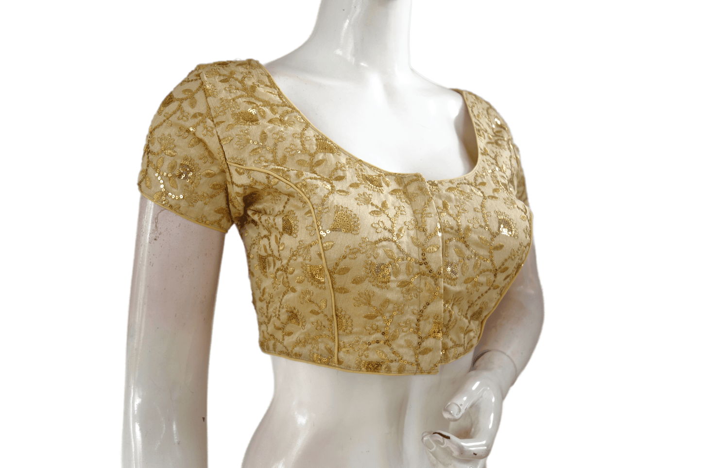 Gold Color Embroidery Party Wear Readymade Blouse - D3blouses