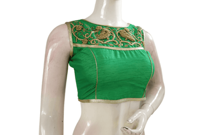 Green Color Embroidery Party Wear Readymade Blouse - D3blouses
