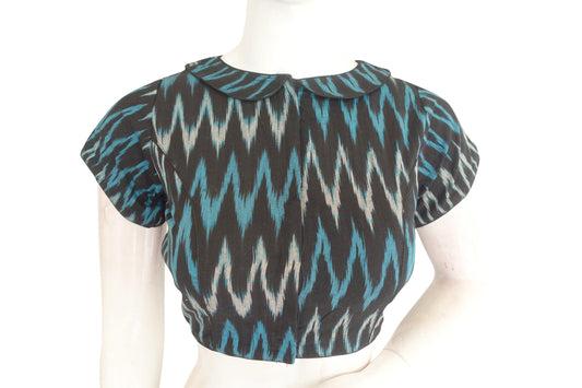 black color ikkat cotton designer readymade saree blouse