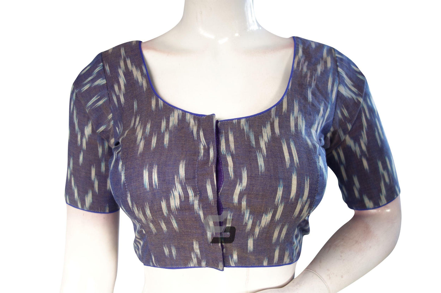 Purple Color Ikkat Cotton Readymade Saree Blouse - D3blouses