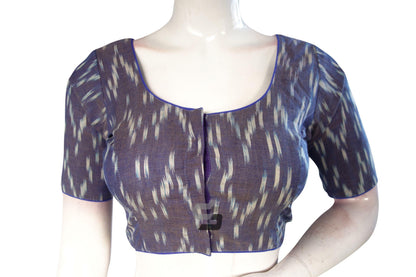 Purple Color Ikkat Cotton Readymade Saree Blouse - D3blouses