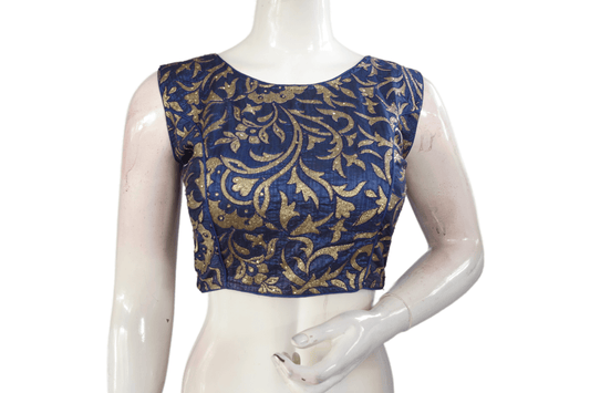 Navy Blue Color Designer Party Wear Readymade Blouse - D3blouses