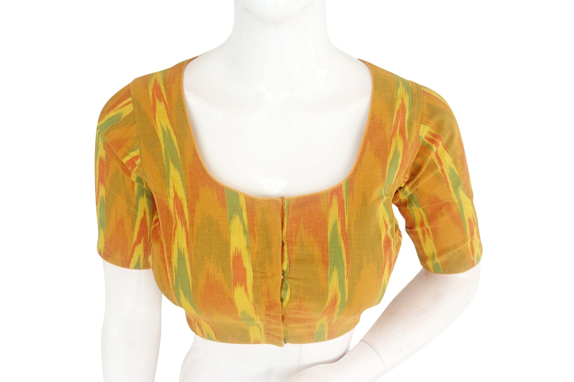 ikkat readymade saree blouse with matching mask 3