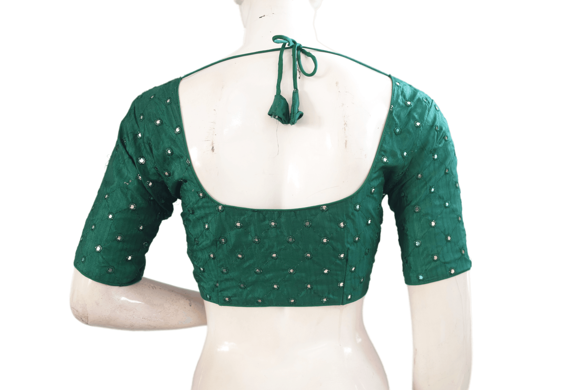 Green Color Georgette Foil Mirror Designer Readymade Saree Blouse - D3blouses