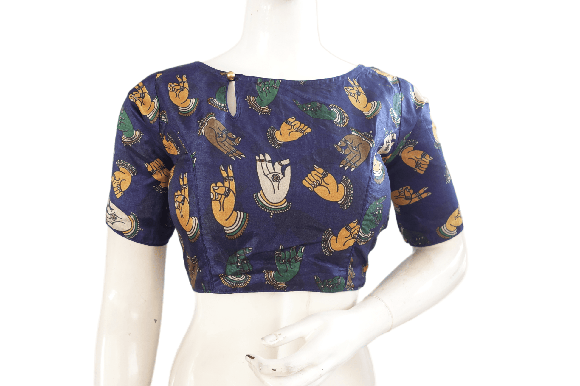 Printed Silk Boat neck Designer Readymade Blouse - D3blouses