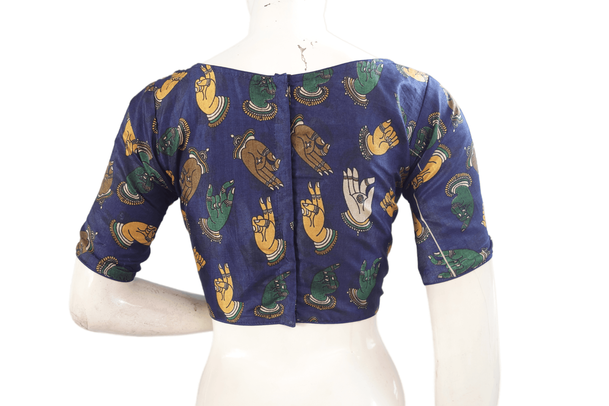 Printed Silk Boat neck Designer Readymade Blouse - D3blouses
