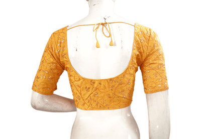 Mustard Orange Color Semi silk Embroidery Party Wear Readymade Blouse - D3blouses