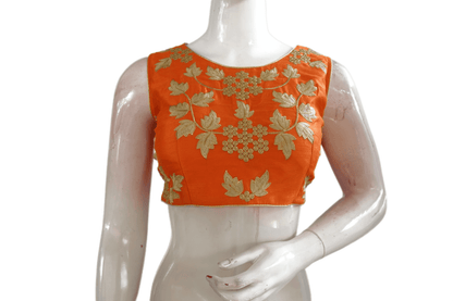 Orange Color Embroidery Party Wear Readymade Blouse - D3blouses