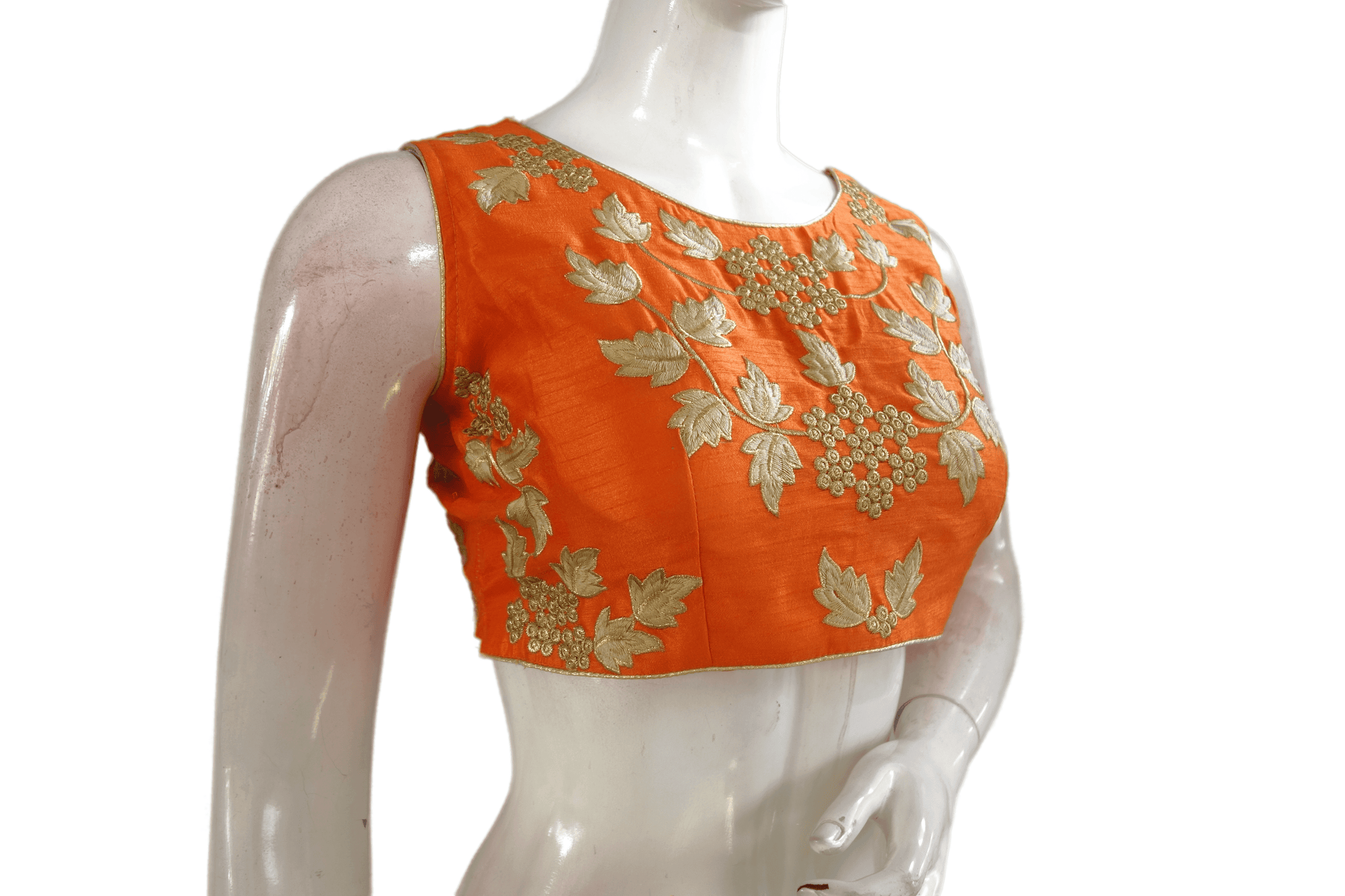 Orange Color Embroidery Party Wear Readymade Blouse - D3blouses