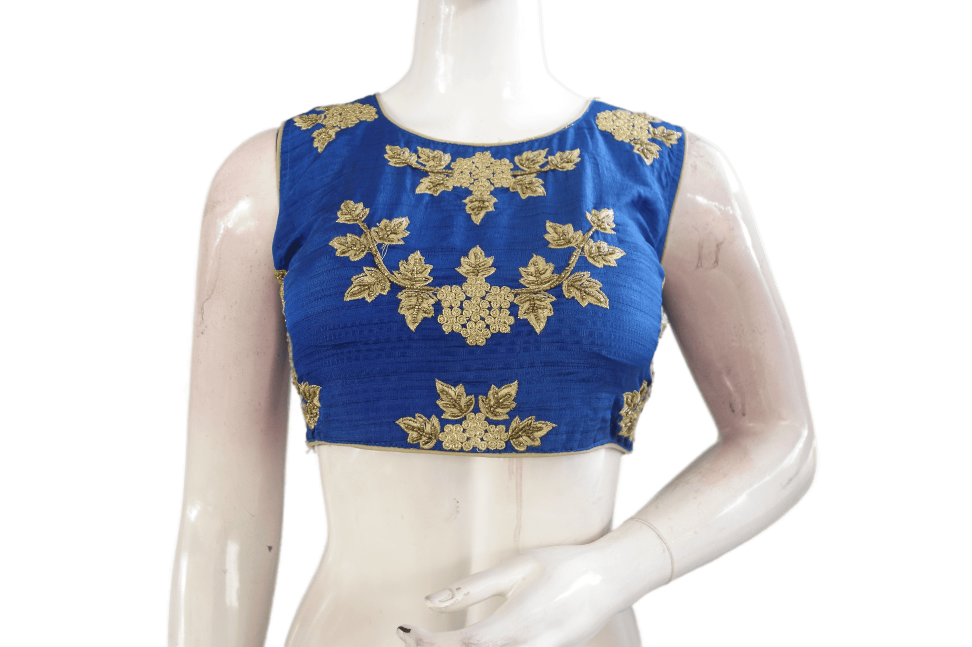 Royal Blue Color Embroidery Party Wear Readymade Blouse - D3blouses
