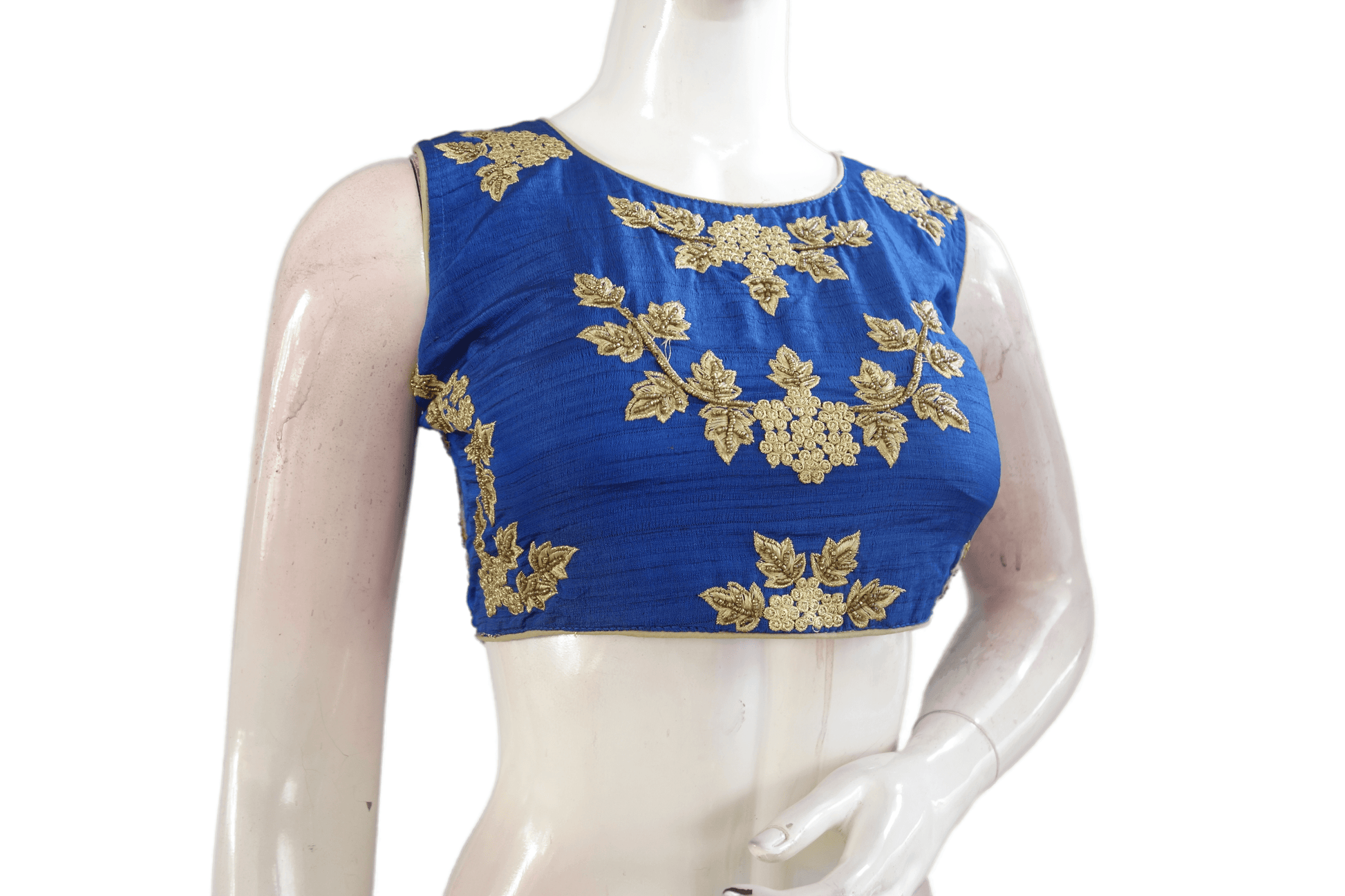 Royal Blue Color Embroidery Party Wear Readymade Blouse - D3blouses