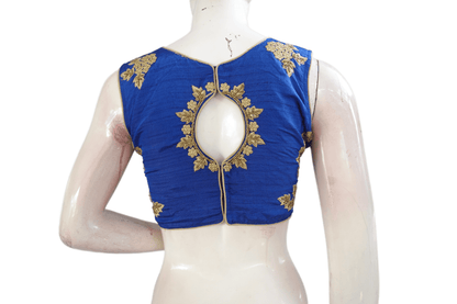Royal Blue Color Embroidery Party Wear Readymade Blouse - D3blouses