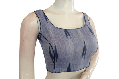 blue color ikkat readymade blouse 2