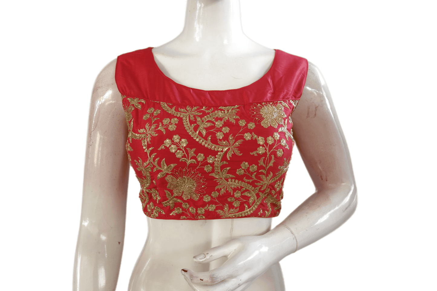 Pinkish Red Color Embroidery Party Wear Readymade Blouse - D3blouses