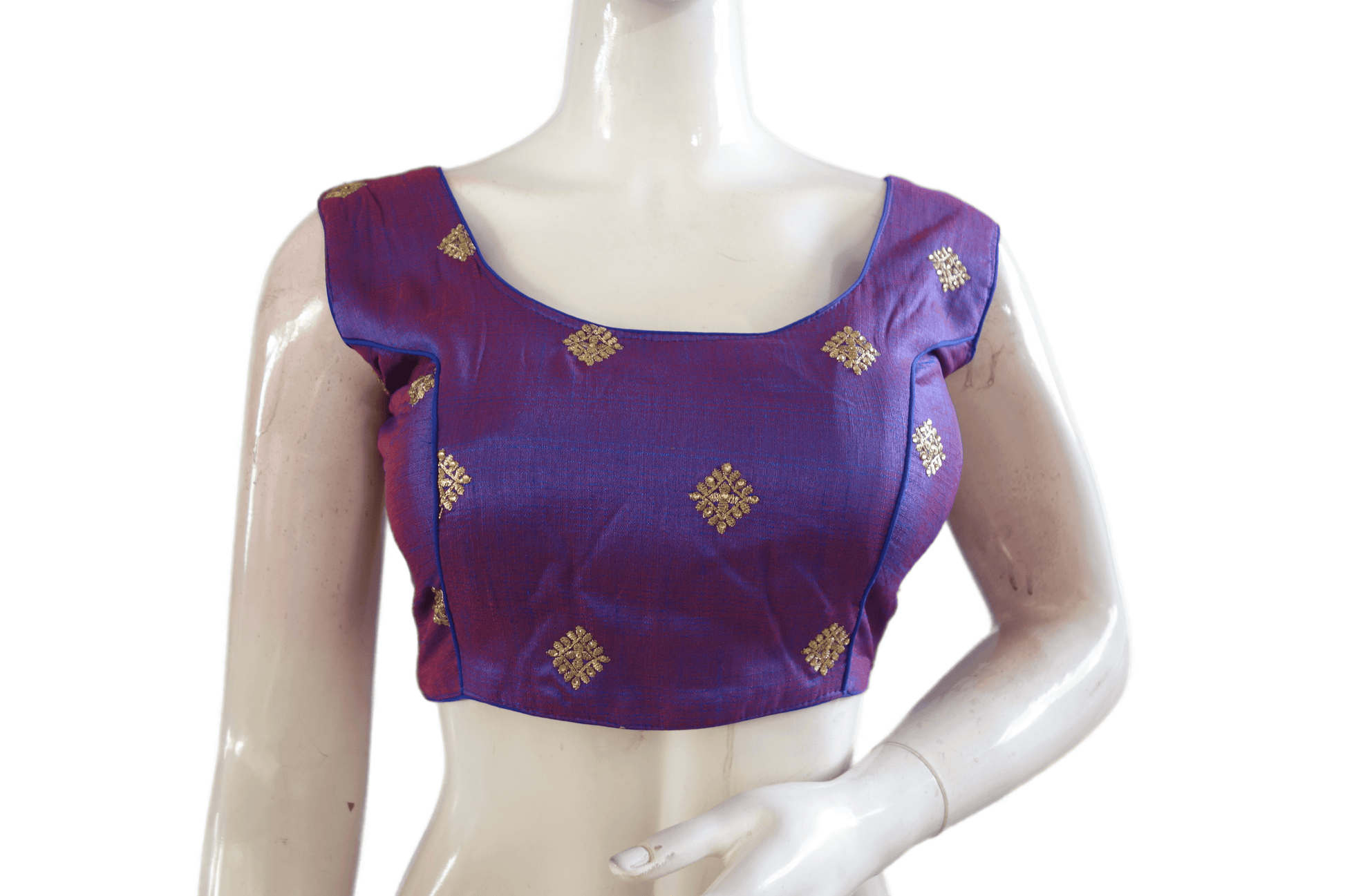 Purple Color Designer Embroidery Saree Readymade Blouse - D3blouses