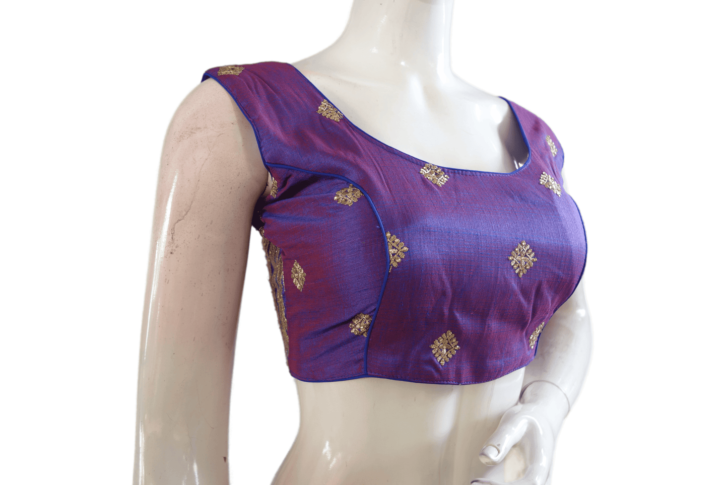 Purple Color Designer Embroidery Saree Readymade Blouse - D3blouses