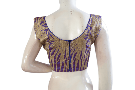 Purple Color Designer Embroidery Saree Readymade Blouse - D3blouses