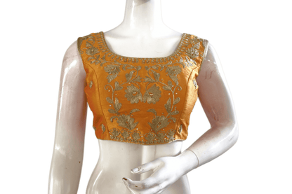 Mustard Color Designer Embroidery Saree Readymade Blouse - D3blouses