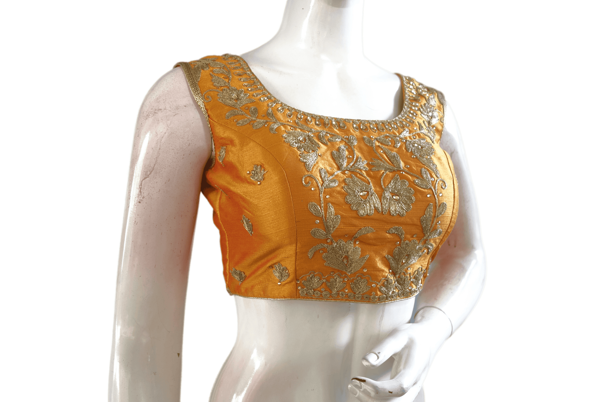 Mustard Color Designer Embroidery Saree Readymade Blouse - D3blouses
