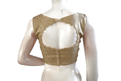 Gold Color Banaras Brocade Boat Neck Readymade blouse - D3blouses