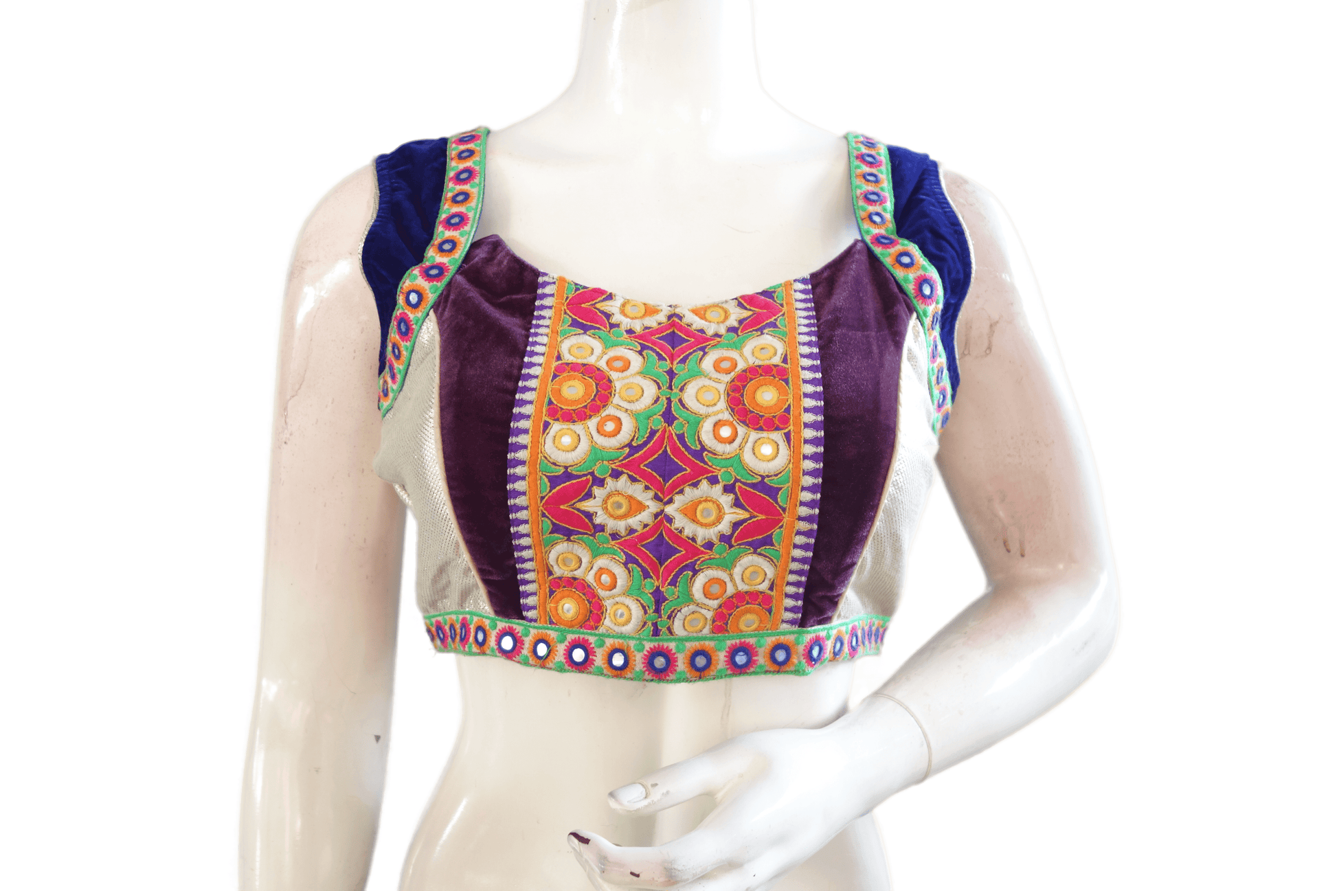 Multi Color Velvet Designer Party Wear Readymade Blouse/ Indian Crop Tops - D3blouses