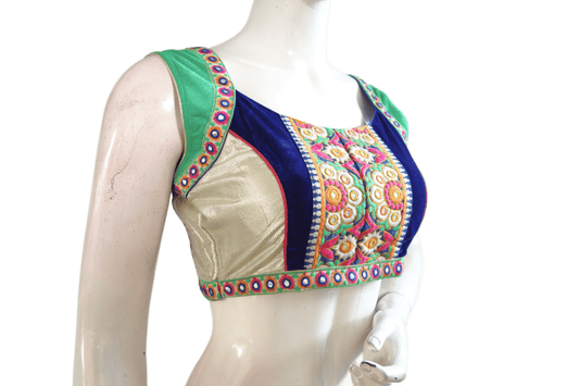 Multi Color Velvet Designer Party Wear Readymade Blouse/ Indian Crop Tops - D3blouses