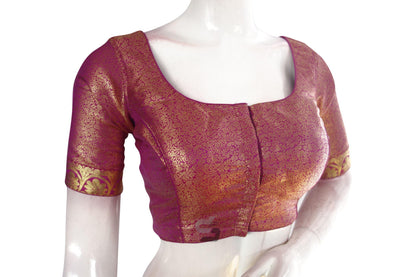 Magenta Color Brocade Silk Readymade Blouse With Matching Mask - D3blouses