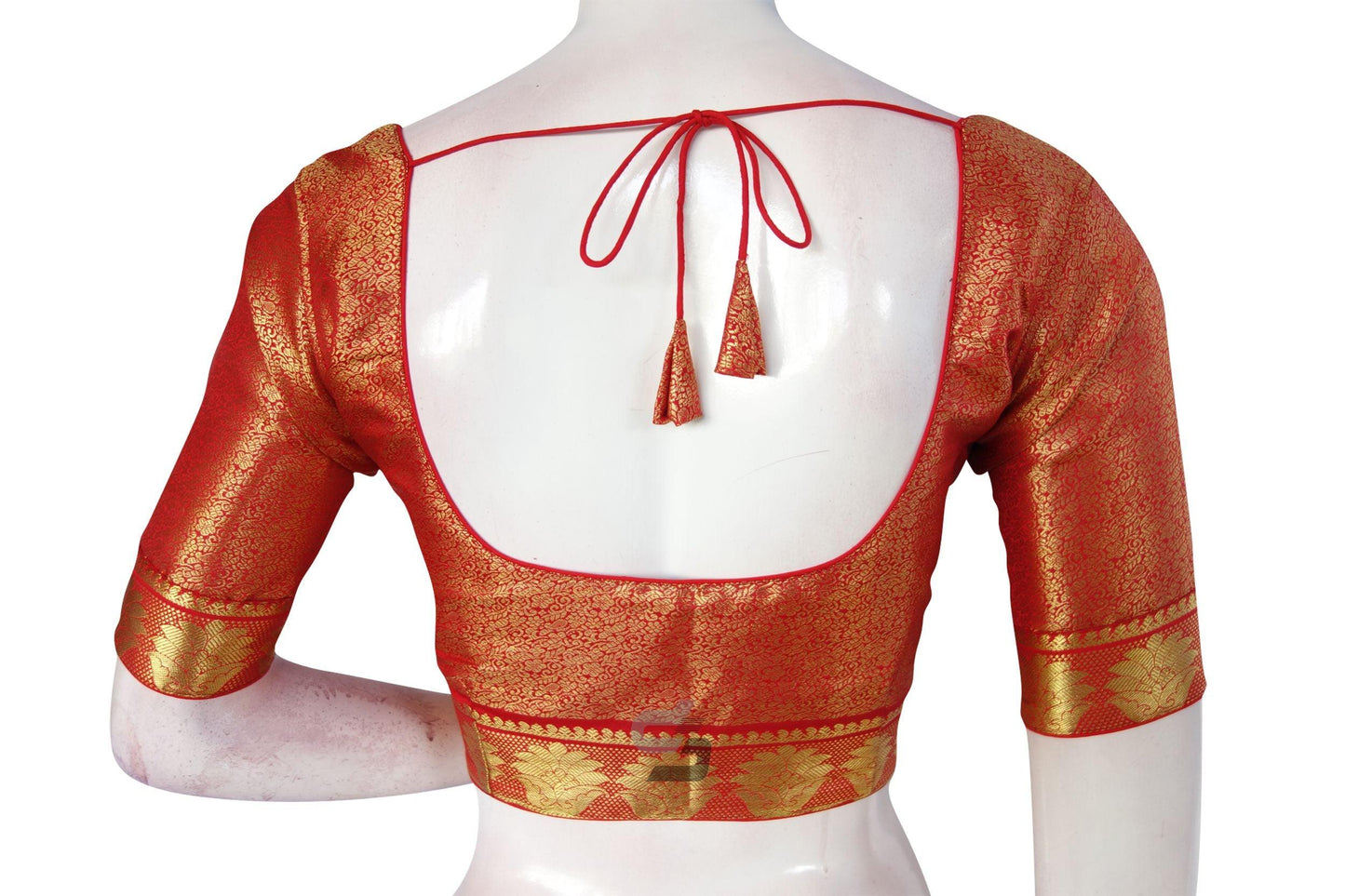 Red Color Brocade Silk Readymade Blouse With Matching Mask - D3blouses