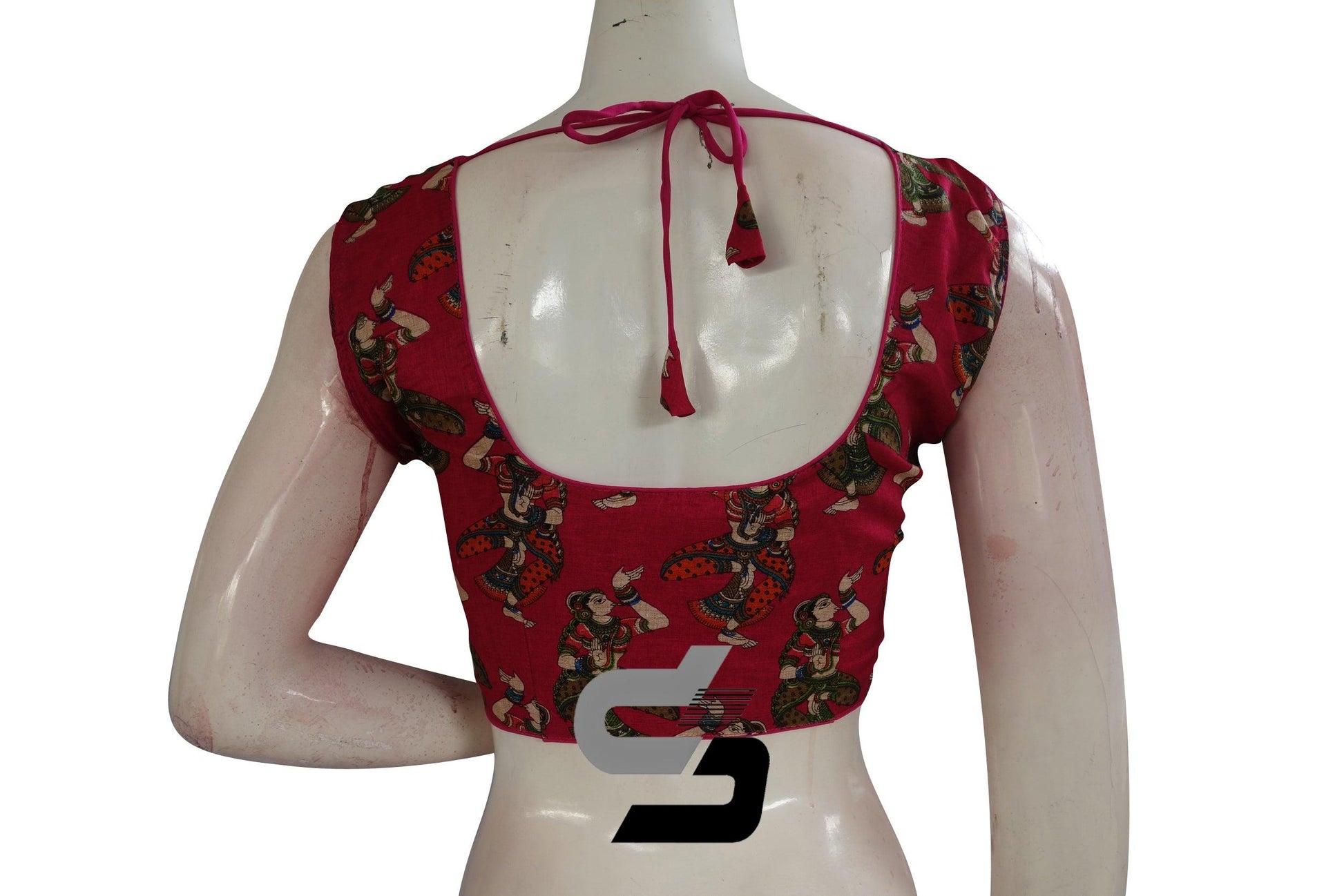 Magenta Color Printed silk Sleeveless Readymade saree blouse - D3blouses