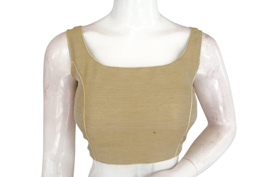 Golden Chic Plain Silk Designer Readymade Blouse: Elevate your style with our golden chic plain silk blouse. Versatile and sophisticated, perfect for any occasion.