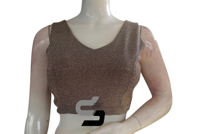 Sleeveless Knit Designer Readymade Saree Blouse With V-Neck - D3blouses