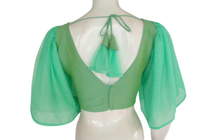 plain silk designer ruffle sleeve readymade blouse 8