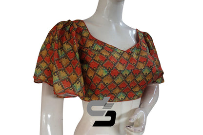 Multi Color Designer Organza Ruffle Sleeve Readymade Blouse for Sarees - D3blouses