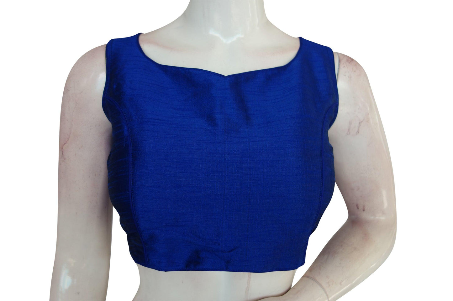 Blue Color Plain Semi Silk Designer Readymade Saree Blouse
