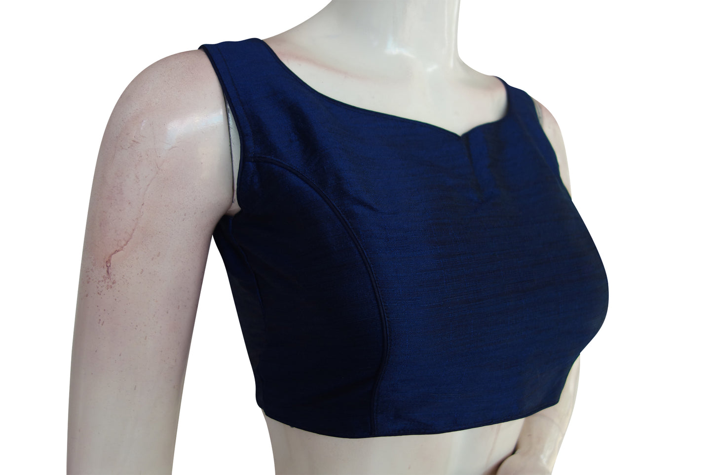 Navy Blue Color Plain Semi Silk Designer Readymade Saree Blouse