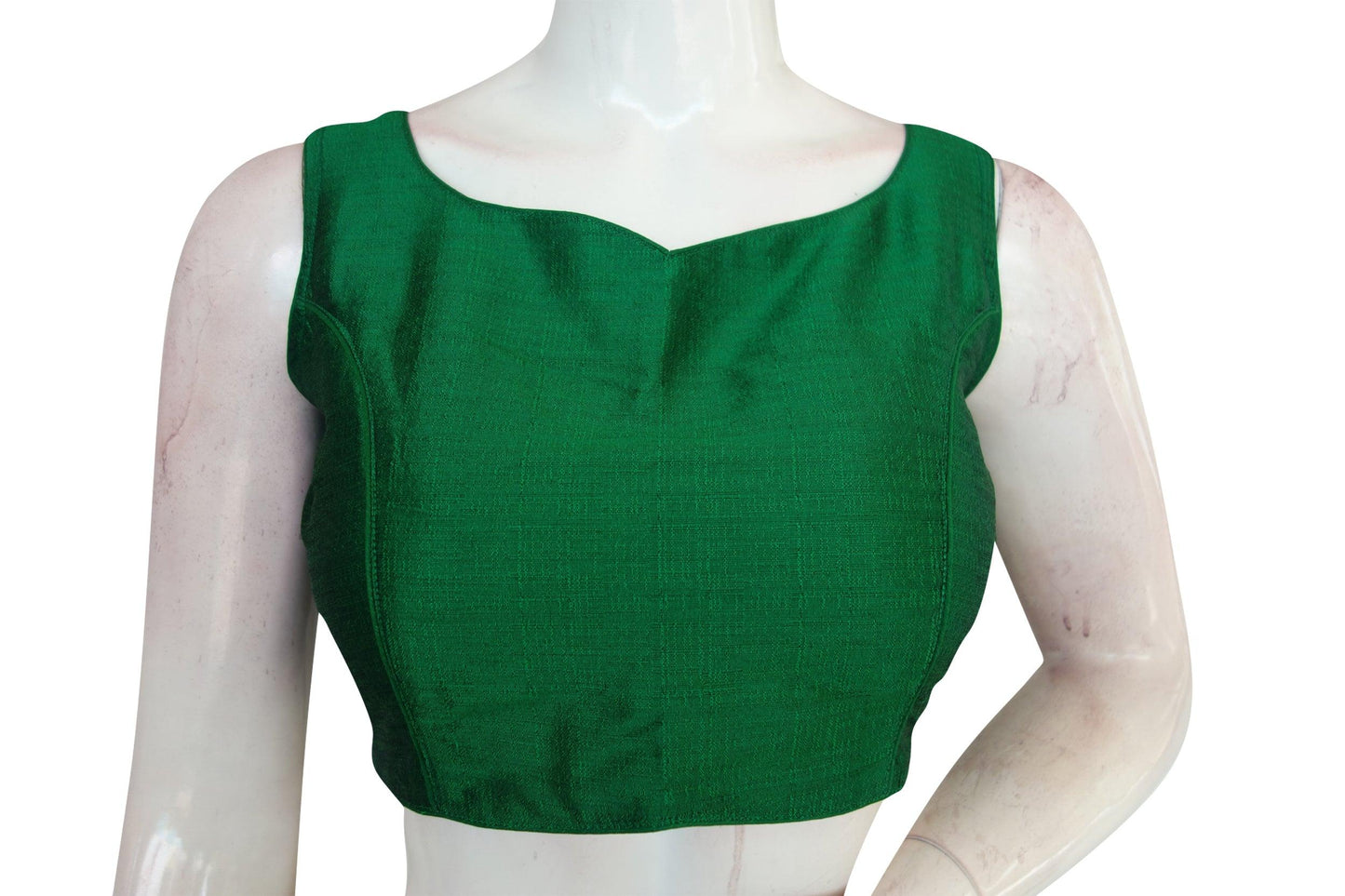Green Color Plain Semi Silk Designer Readymade Saree Blouse