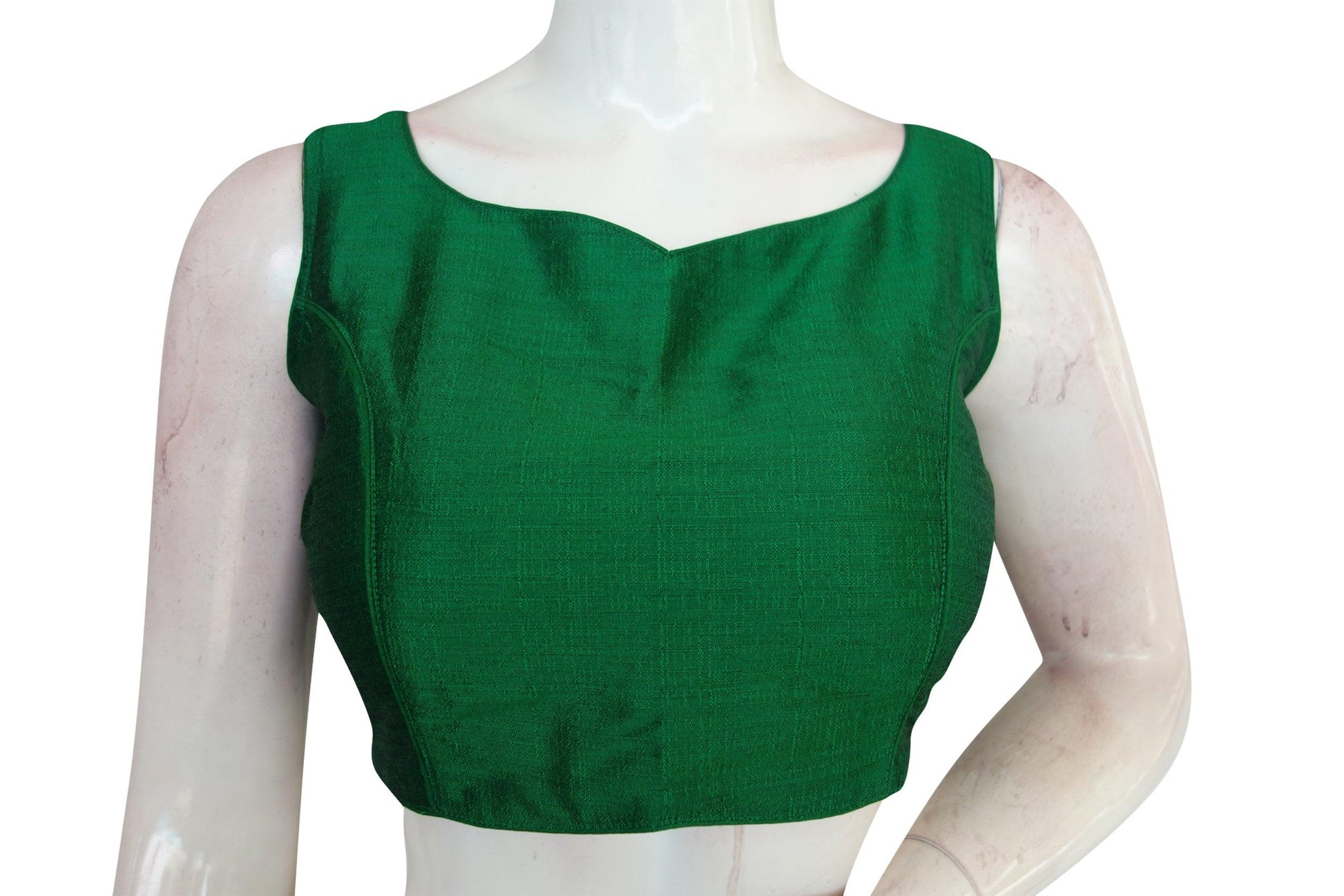 Green Color Plain Semi Silk Designer Readymade Saree Blouse