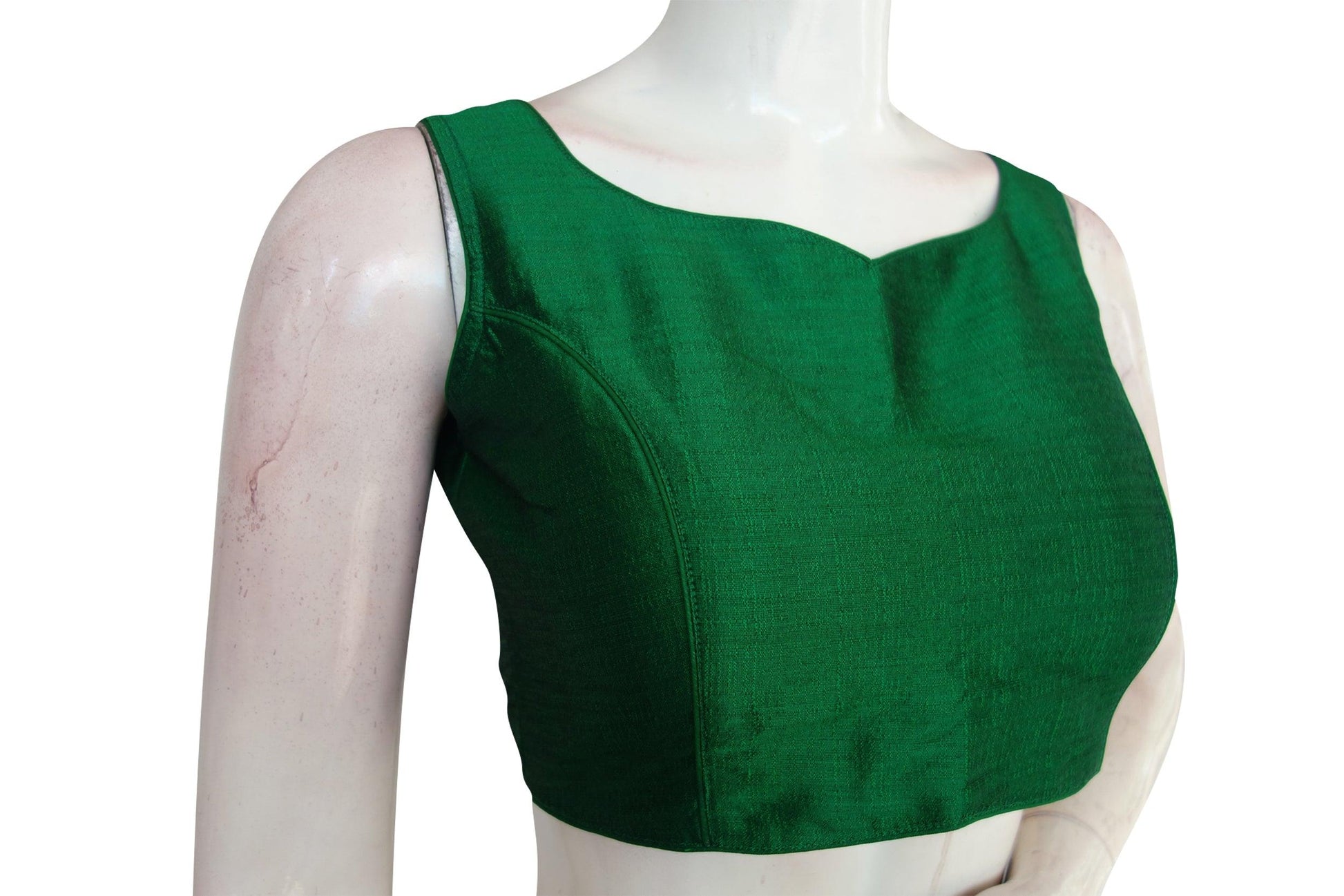 Green Color Plain Semi Silk Designer Readymade Saree Blouse