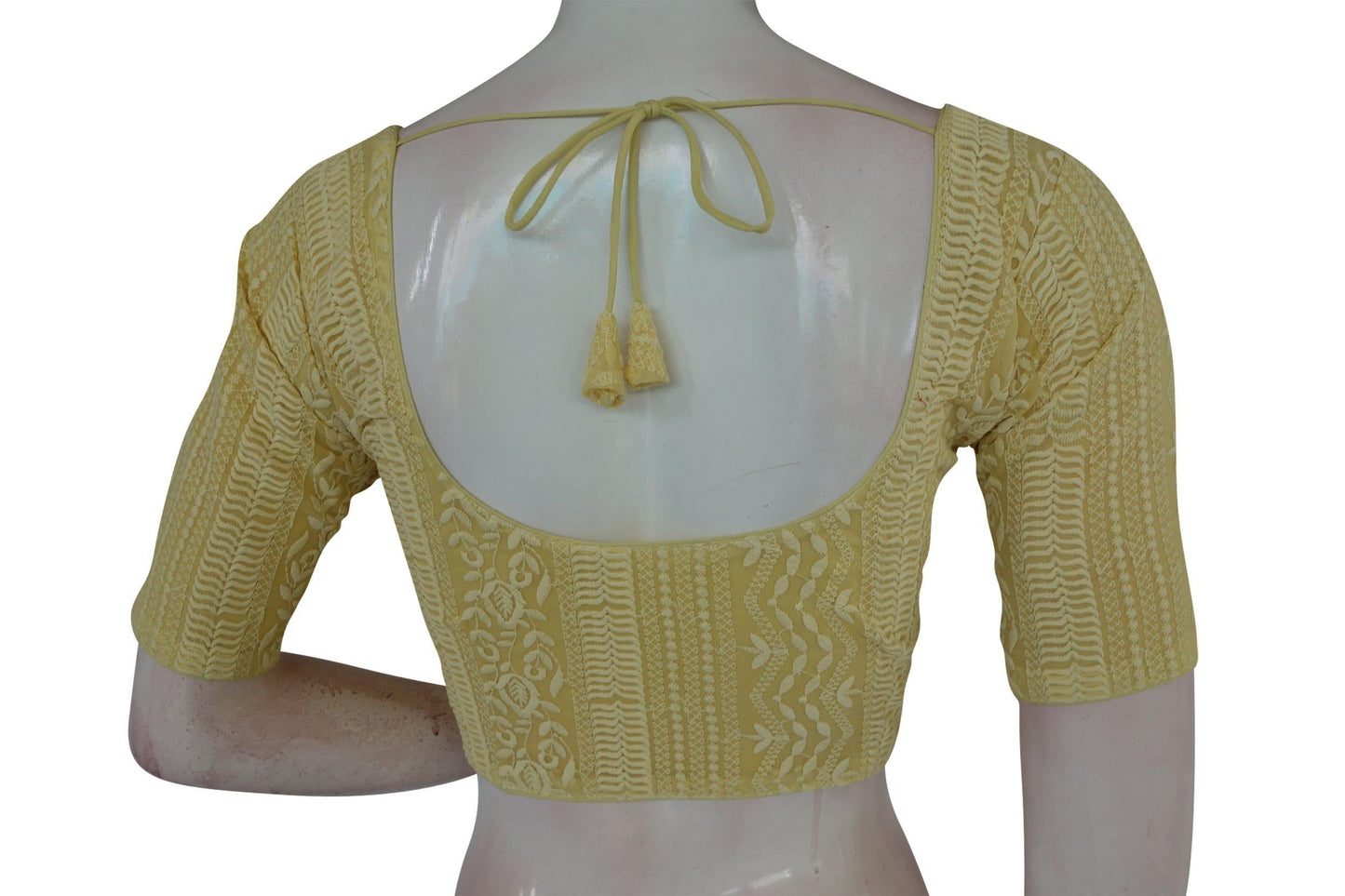 yellow color chikankari embroidery readymade blouse