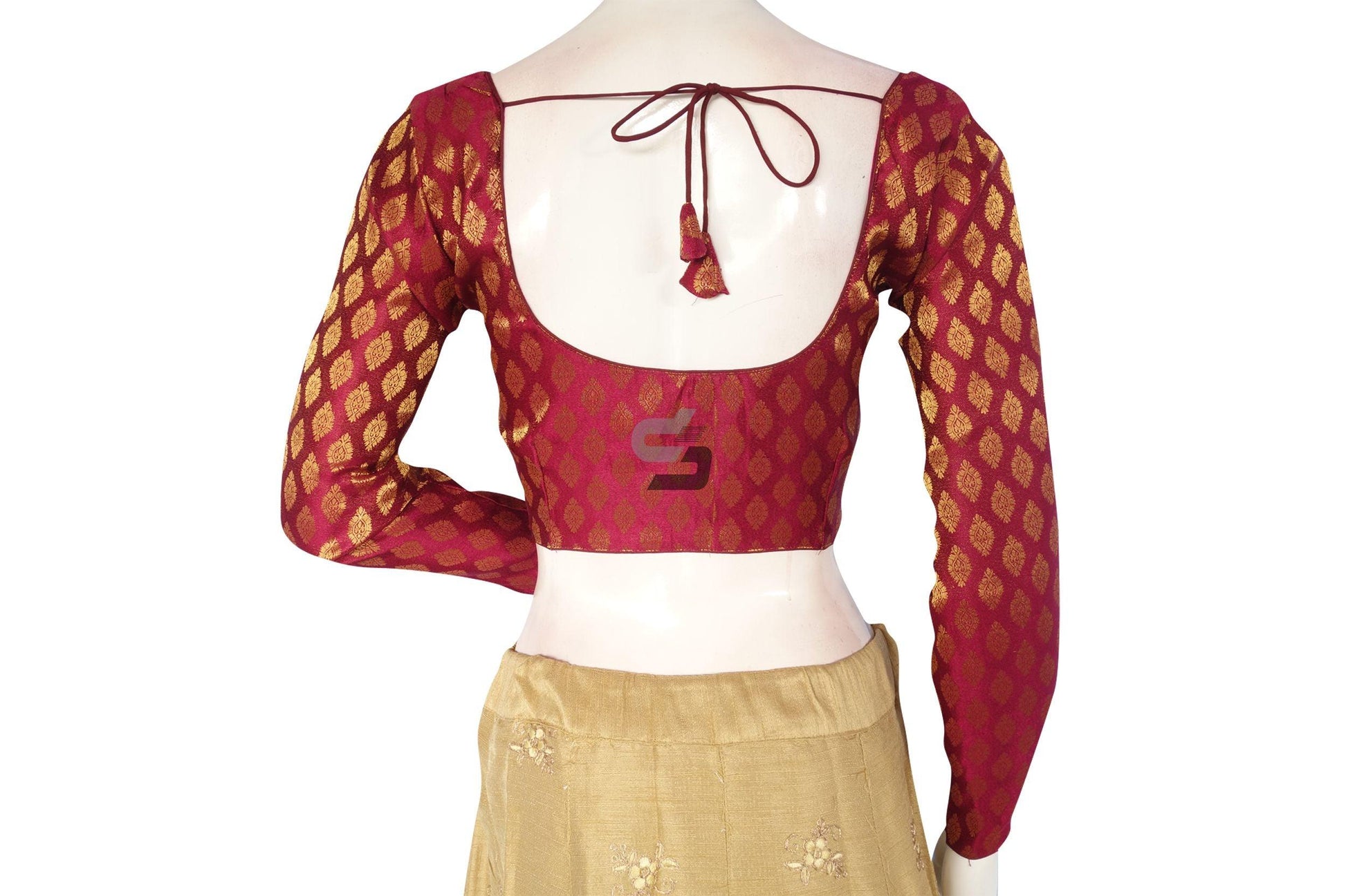 Dark Purple Color Brocade Silk Full Sleeves Readymade Blouse - D3blouses