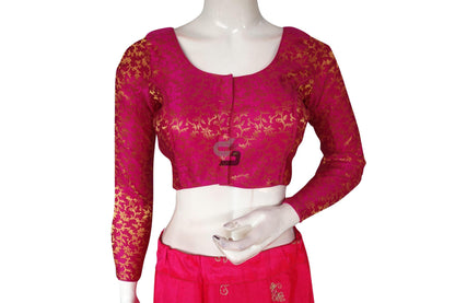 Magenta Color Brocade Silk Full Sleeves Readymade Blouse - D3blouses