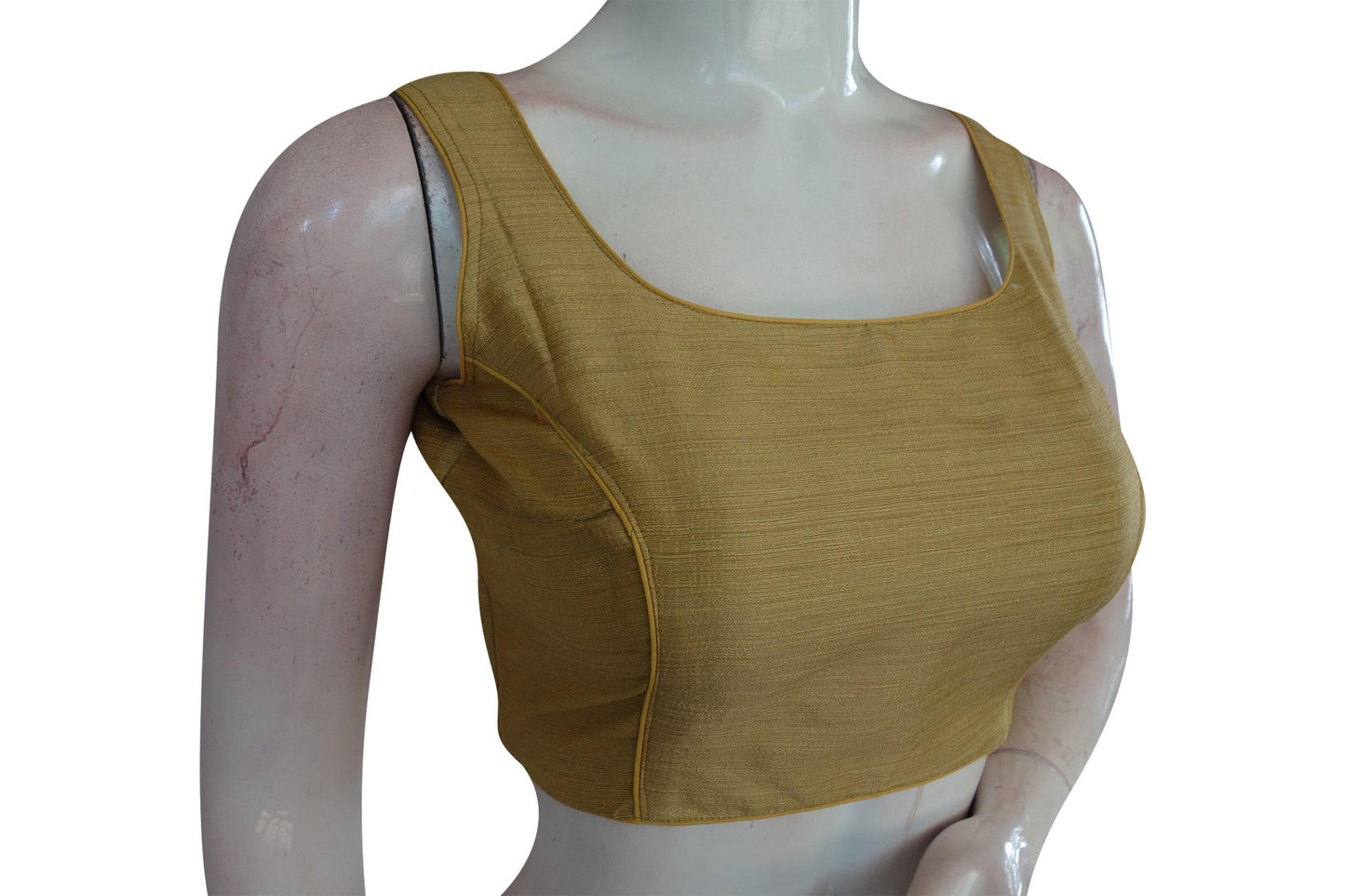 Gold Color Plain Semi Silk designer Readymade Saree Blouse