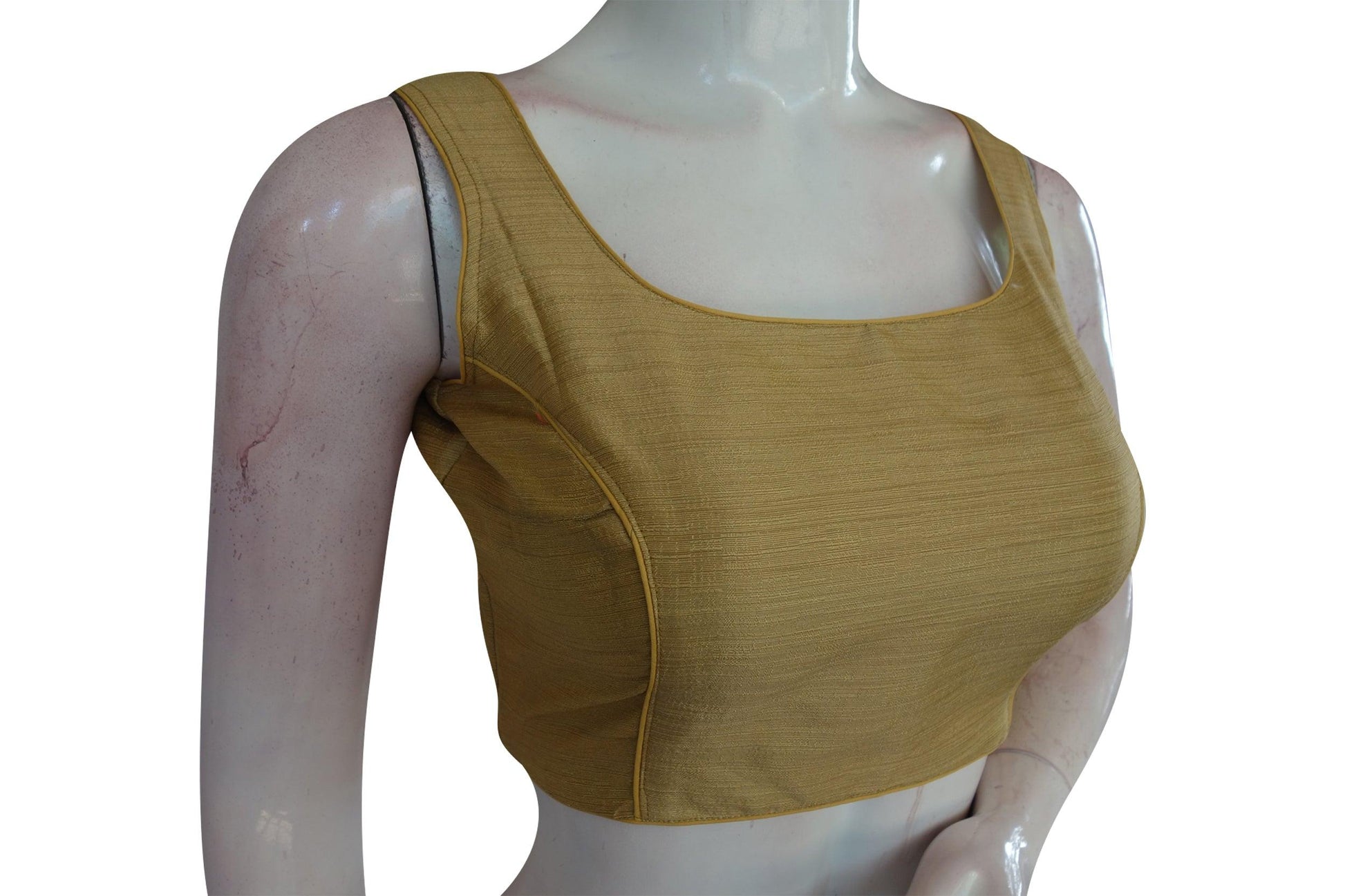 Gold Color Plain Semi Silk designer Readymade Saree Blouse