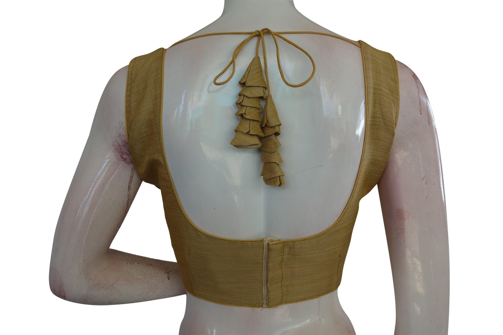 Gold Color Plain Semi Silk designer Readymade Saree Blouse
