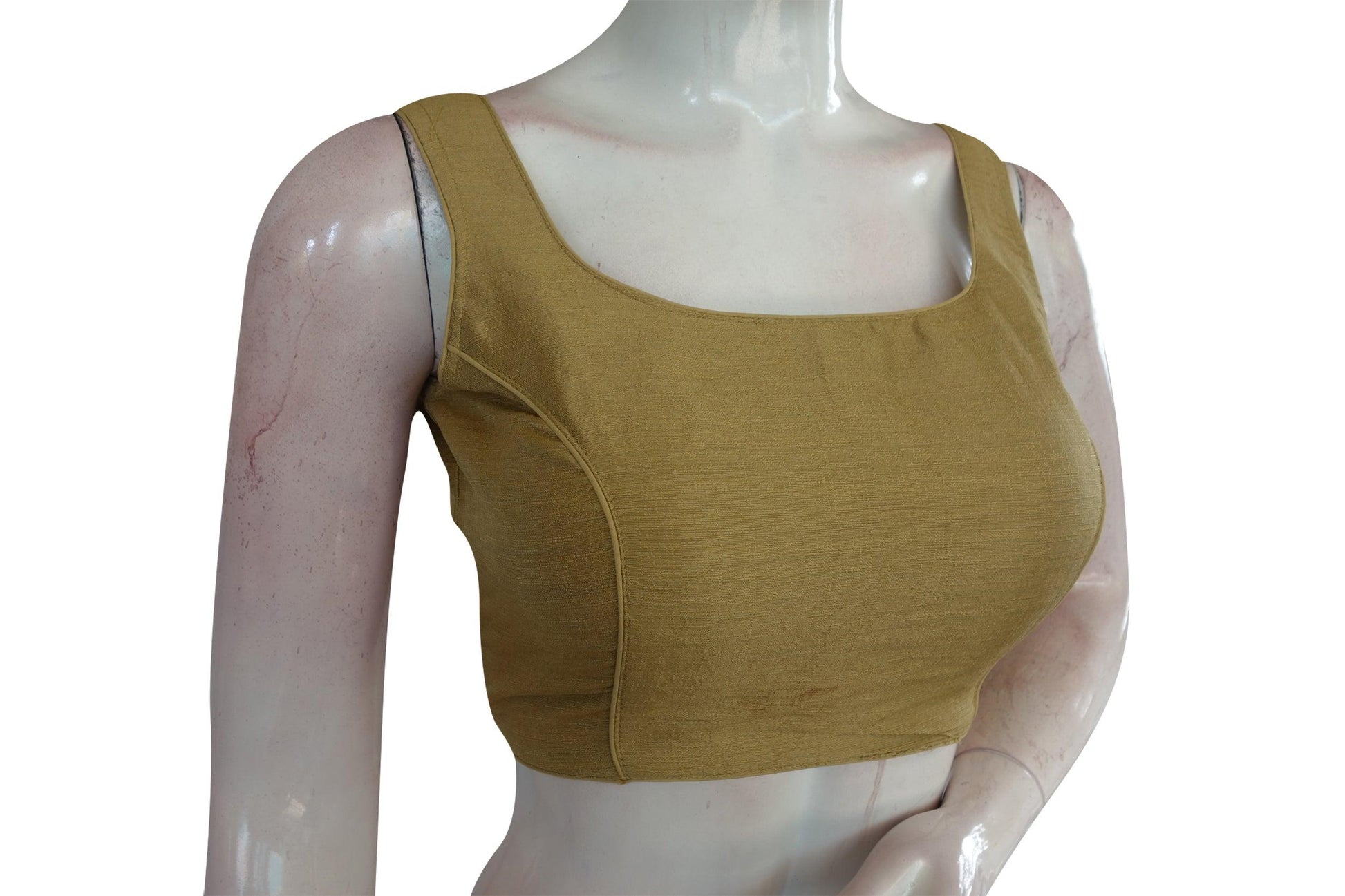 Gold Color Plain Semi Silk designer Readymade Saree Blouse