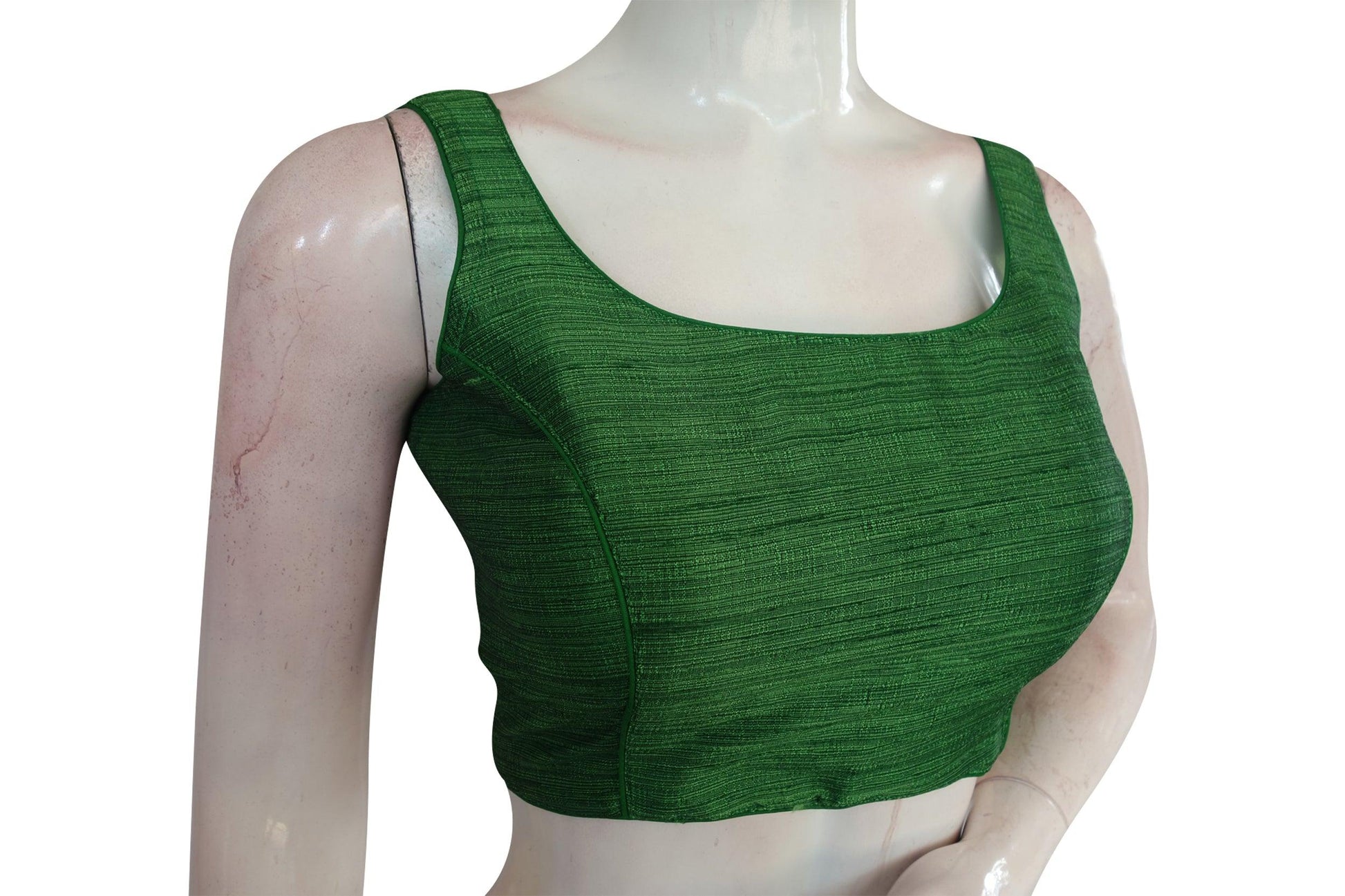 Green Color Plain Semi Silk designer Readymade Saree Blouse