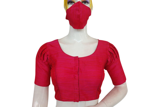 Step into elegance with our Blush Pink Beauty set, featuring a plain puff sleeve readymade blouse paired with a matching face mask. Embrace sophistication and charm with this enchanting ensemble, perfect for any occasion.