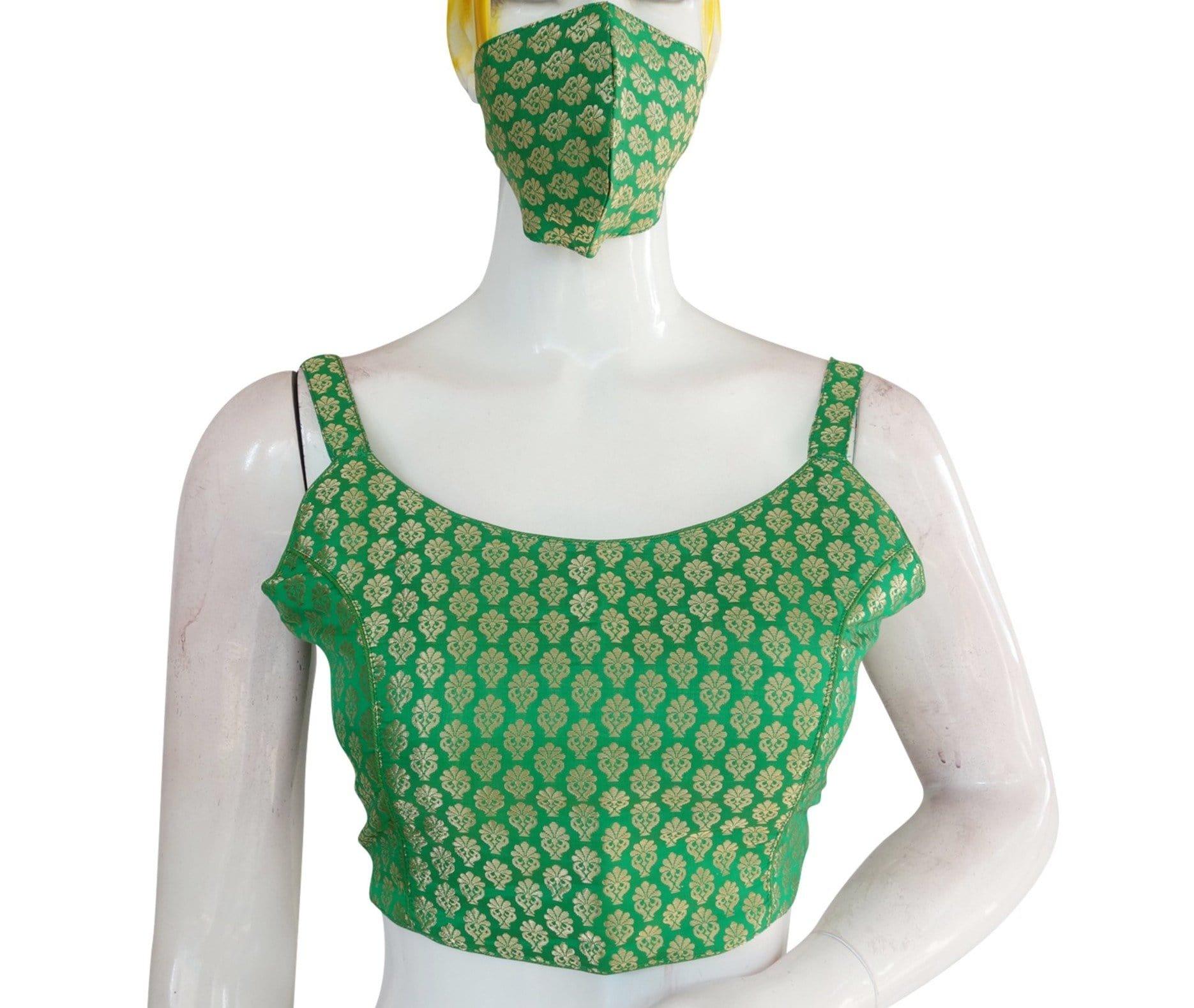 green color brocade silk designer readymade blouse