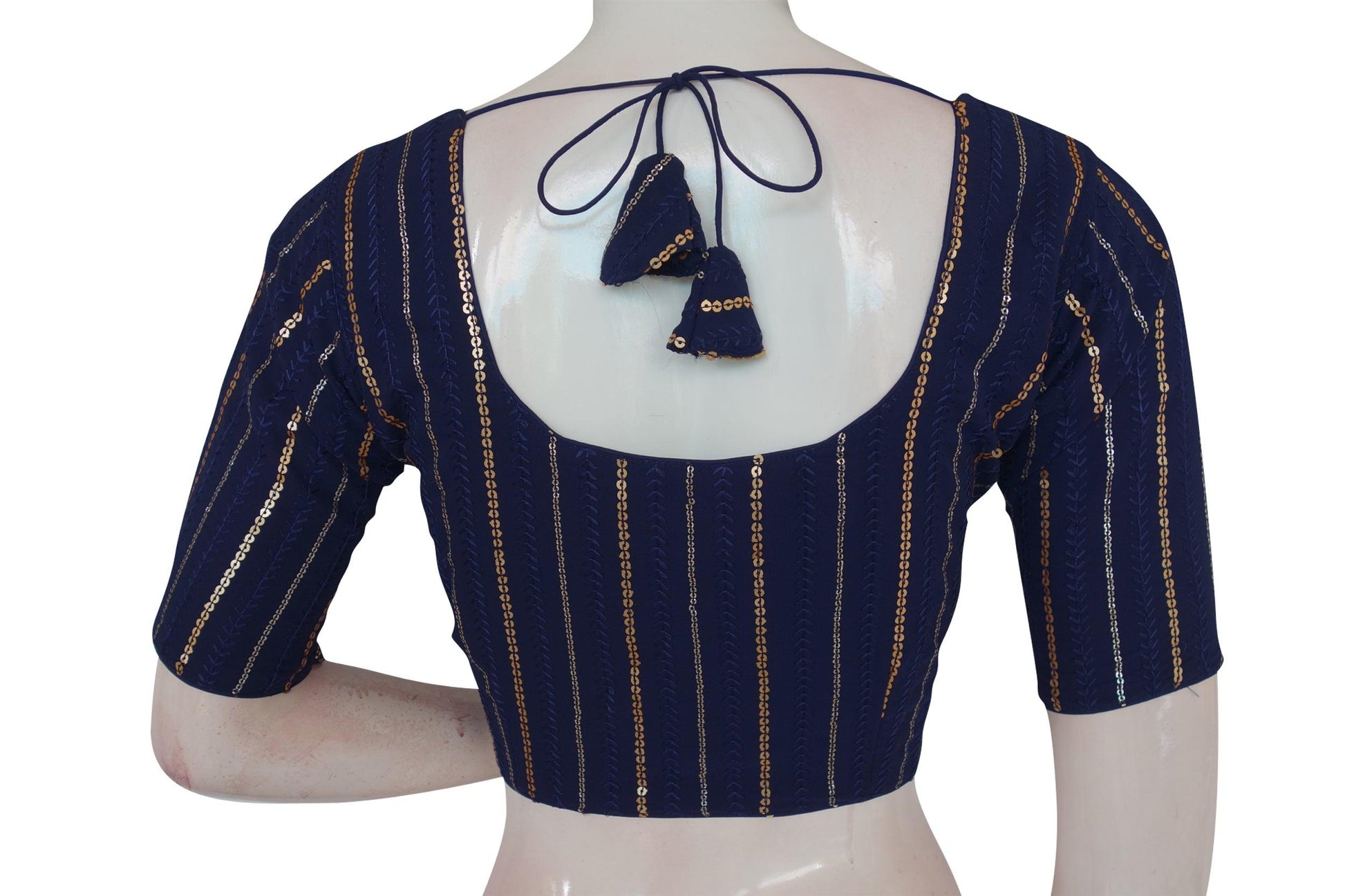 Navy Blue Color Sequins Embroidery Designer Blouse